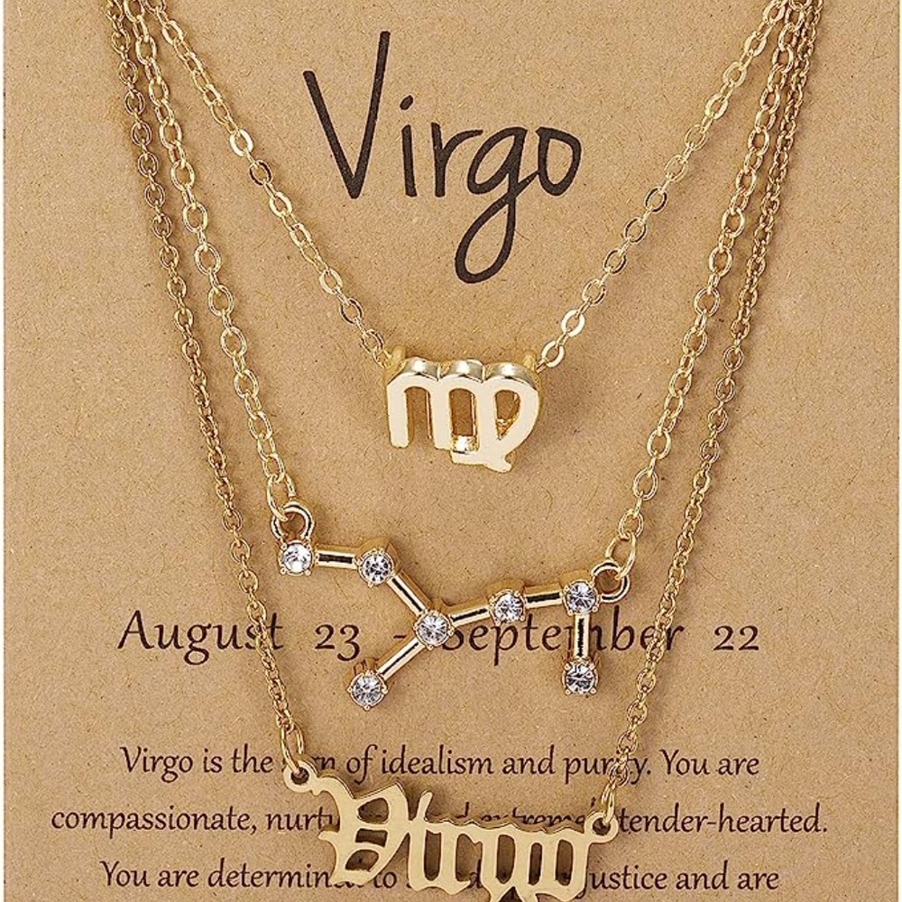 3pcs Gold Virgo Zodiac Sign Necklace